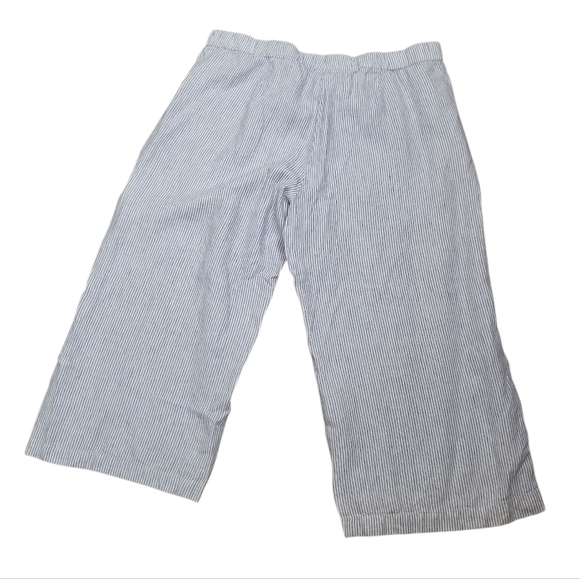 J. Jill Love Linen Women's Blue White Stripe Crop Linen Sailor Pants - Picture 2 of 3
